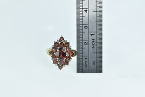 10K Oval Garnet Diamond Accent Cluster Ring Yellow Gold