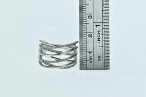 10K Diamond Inset Layered Wavy Statement Ring White Gold