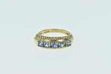 Load image into Gallery viewer, 10K Tanzanite Filigree Raised Statement Band Ring Yellow Gold