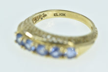 Load image into Gallery viewer, 10K Tanzanite Filigree Raised Statement Band Ring Yellow Gold