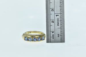 10K Tanzanite Filigree Raised Statement Band Ring Yellow Gold