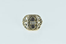 Load image into Gallery viewer, 14K Victorian Seed Pearl Ornate Squared Signet Ring Yellow Gold