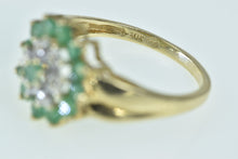 Load image into Gallery viewer, 14K Round Diamond Emerald Halo Cluster Ring Yellow Gold