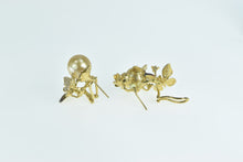 Load image into Gallery viewer, 18K J Y Designer Diamond Pearl Butterfly Earrings Yellow Gold