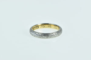 18K 3.3mm Art Deco Ornate Wedding Band Ring White Gold