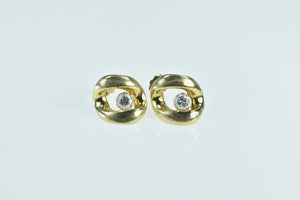 14K 0.30 Ctw Diamond Curb Chain Link Stud Earrings Yellow Gold