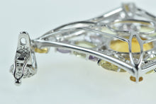 Load image into Gallery viewer, 14K Citrine Ornate Diamond Cluster Statement Pendant White Gold