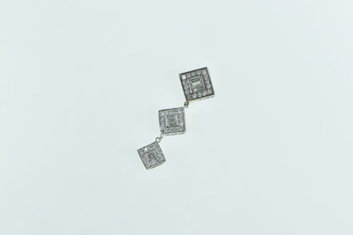 14K 0.66 Ctw Diamond Tiered Square Drop Pendant White Gold