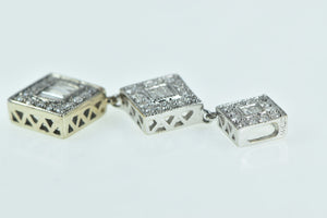 14K 0.66 Ctw Diamond Tiered Square Drop Pendant White Gold