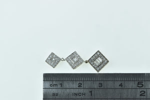 14K 0.66 Ctw Diamond Tiered Square Drop Pendant White Gold