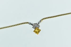 18K Princess Citrine Diamond Popcorn Designer Necklace 16.25" Yellow Gold