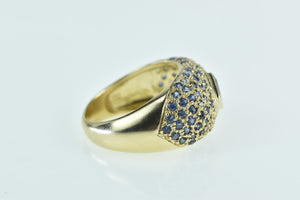 10K Princess Syn. Sapphire Domed Statement Ring Yellow Gold