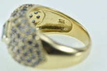 Load image into Gallery viewer, 10K Princess Syn. Sapphire Domed Statement Ring Yellow Gold