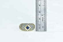 Load image into Gallery viewer, 10K Princess Syn. Sapphire Domed Statement Ring Yellow Gold