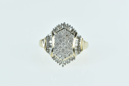 10K 1.70 Ctw Baguette Halo Diamond Cluster Ring Yellow Gold
