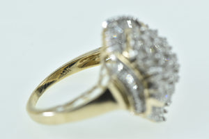 10K 1.70 Ctw Baguette Halo Diamond Cluster Ring Yellow Gold