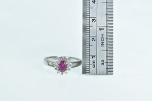 10K 0.65 Ctw Natural Ruby Diamond Engagement Ring White Gold