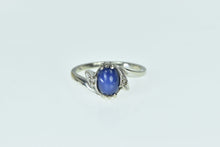 Load image into Gallery viewer, 14K 1960&#39;s Syn. Sapphire Diamond Accent Ring White Gold