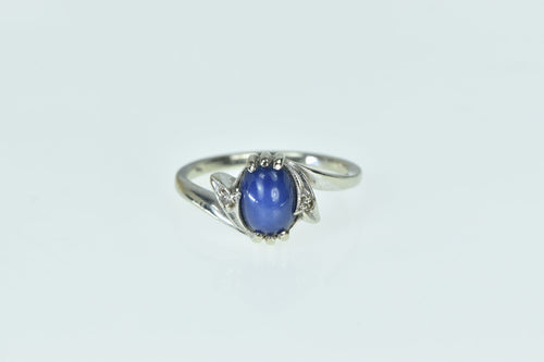 14K 1960's Syn. Sapphire Diamond Accent Ring White Gold