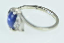 Load image into Gallery viewer, 14K 1960&#39;s Syn. Sapphire Diamond Accent Ring White Gold