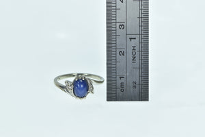 14K 1960's Syn. Sapphire Diamond Accent Ring White Gold