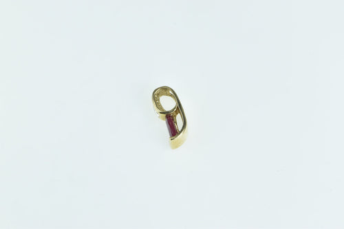 14K Oval Ruby Diamond Vintage Statement Pendant Yellow Gold