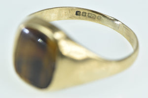 9K Squared Men's Tiger's Eye Vintage Statement Ring Yellow Gold
