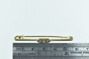 14K Victorian OMC Rose Diamond Ornate Bar Pin/Brooch Yellow Gold