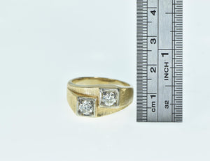 14K 0.95 Ctw 1960's Diamond Men's Bypass Ring Yellow Gold