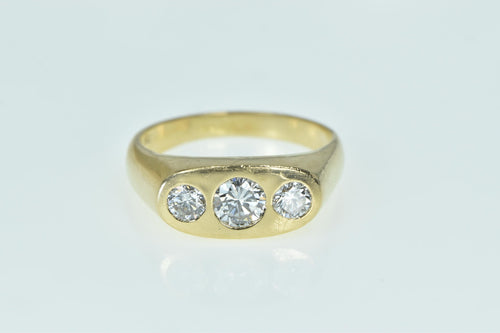 14K 1.22 Ctw Three Stone Diamond Men's Ring Yellow Gold