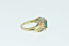 Load image into Gallery viewer, 14K Marquise Syn. Emerald Diamond Halo Bypass Ring Yellow Gold