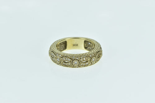 14K 0.82 Ctw Diamond Encrusted Ornate Band Ring Yellow Gold