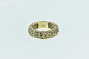 14K 0.82 Ctw Diamond Encrusted Ornate Band Ring Yellow Gold