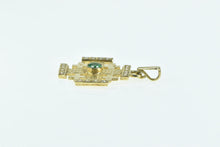 Load image into Gallery viewer, 14K Emerald Diamond Jerusalem Cross Faith Pendant Yellow Gold