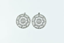 Load image into Gallery viewer, 14K Diamond Filigree Ornate Stud Enhancer Earring Jackets White Gold