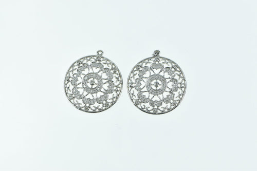 14K Diamond Filigree Ornate Stud Enhancer Earring Jackets White Gold