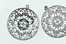 Load image into Gallery viewer, 14K Diamond Filigree Ornate Stud Enhancer Earring Jackets White Gold