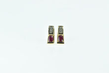 Load image into Gallery viewer, 14K Oval Ruby Diamond Vintage Statement Stud Earrings Yellow Gold