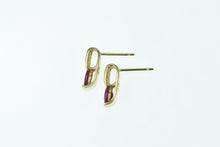 Load image into Gallery viewer, 14K Oval Ruby Diamond Vintage Statement Stud Earrings Yellow Gold