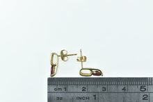 Load image into Gallery viewer, 14K Oval Ruby Diamond Vintage Statement Stud Earrings Yellow Gold