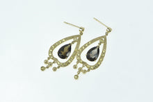 Load image into Gallery viewer, 14K LeVian Smoky Quartz Yellow Sapphire Dangle Earrings Yellow Gold