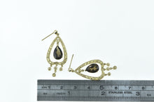 Load image into Gallery viewer, 14K LeVian Smoky Quartz Yellow Sapphire Dangle Earrings Yellow Gold