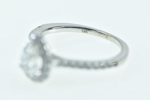 14K 0.75 Ctw Pear Diamond Halo Engagement Ring White Gold