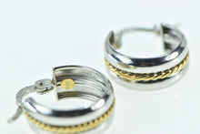 Load image into Gallery viewer, Sterling Silver 18k Gold Rope Trim 15.1mm Statement Hoop Earrings