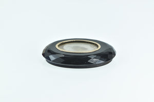10K Black Onyx Oval Victorian Mourning Stone Yellow Gold