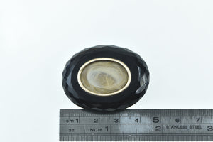 10K Black Onyx Oval Victorian Mourning Stone Yellow Gold