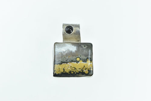 Sterling Silver Bumblebee Jasper Cat's Eye Southwestern Pendant