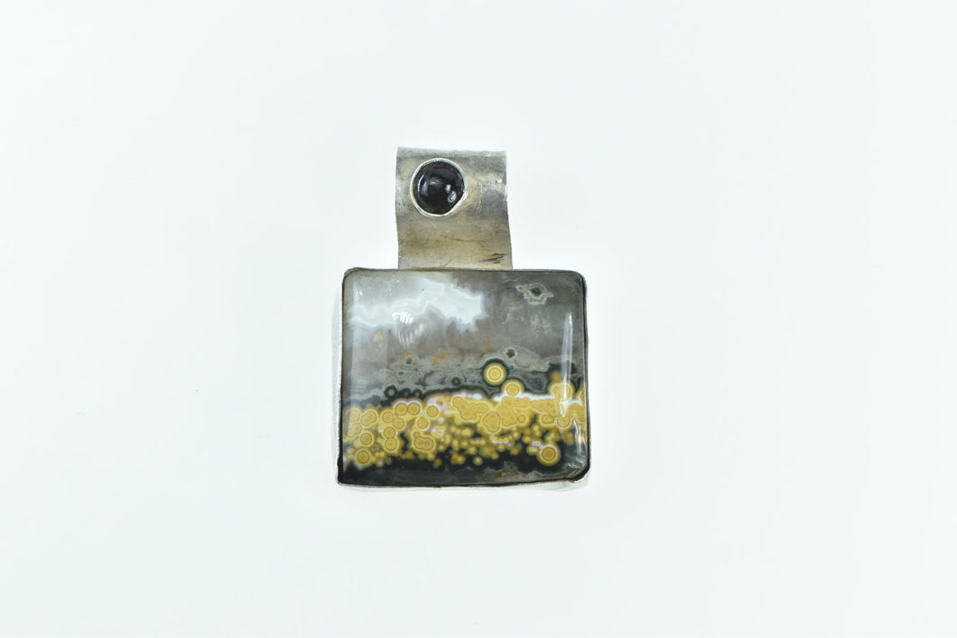 Sterling Silver Bumblebee Jasper Cat's Eye Southwestern Pendant