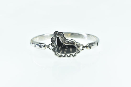 Sterling Silver J Howe Black Onyx Cowboy Boot Bangle Bracelet 7