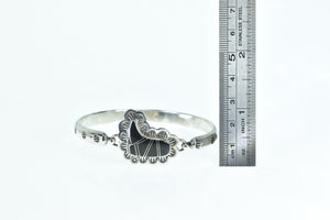 Sterling Silver J Howe Black Onyx Cowboy Boot Bangle Bracelet 7"